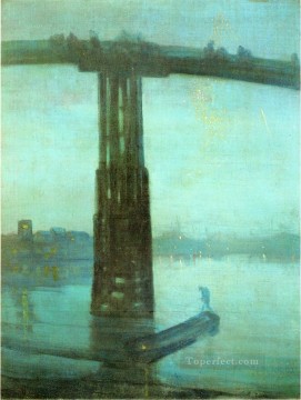  azul Pintura al %C3%B3leo - Nocturno Azul y Dorado Puente Viejo de Battersea James Abbott McNeill Whistler